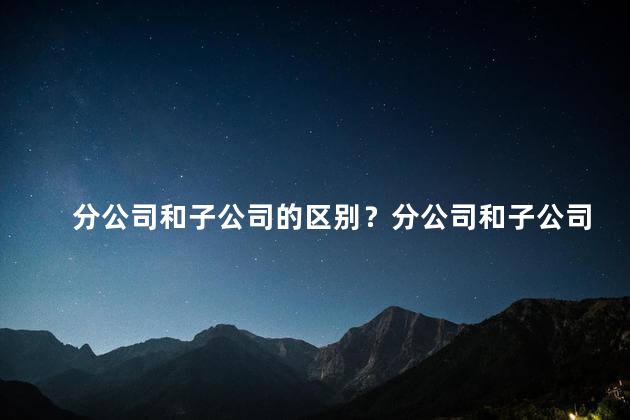 分公司和子公司的区别？分公司和子公司有何区别？